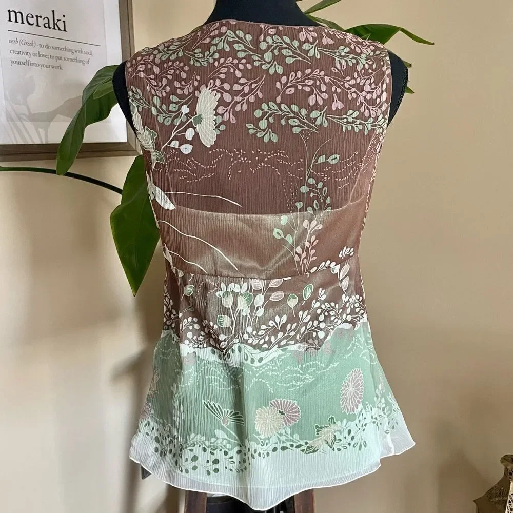 𝅺TAHARI Silk Floral Tank - Picture 4 of 11